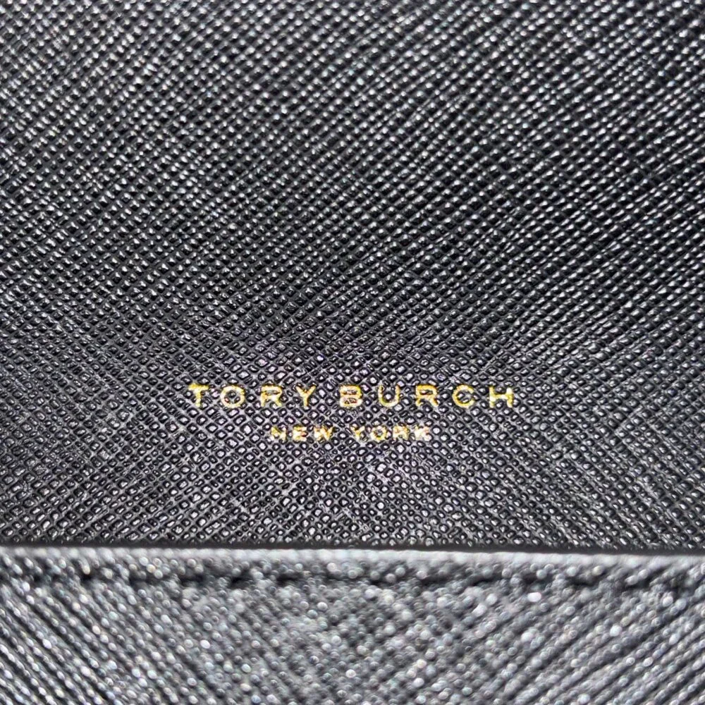 Tory Burch Emerson Flap Card Case Key Ring Coin Pouch Wallet Black . Saffiano l - Picture 6 of 6